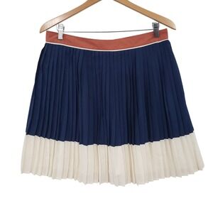 Lands End Pleated Skirt Size 10P Color Block Preppy Dark Academia Classic Office